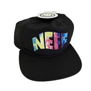New Mens Neff Lightweight Rainbow Tie Dye SnapBack Logo Nylon Hat One Size NWT